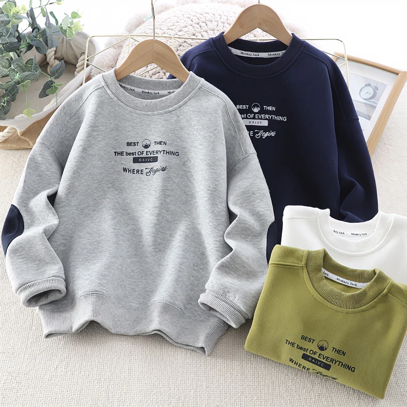 儿童童装2025秋季新款字母印花拼接卫衣中大童男童休闲圆领百搭潮