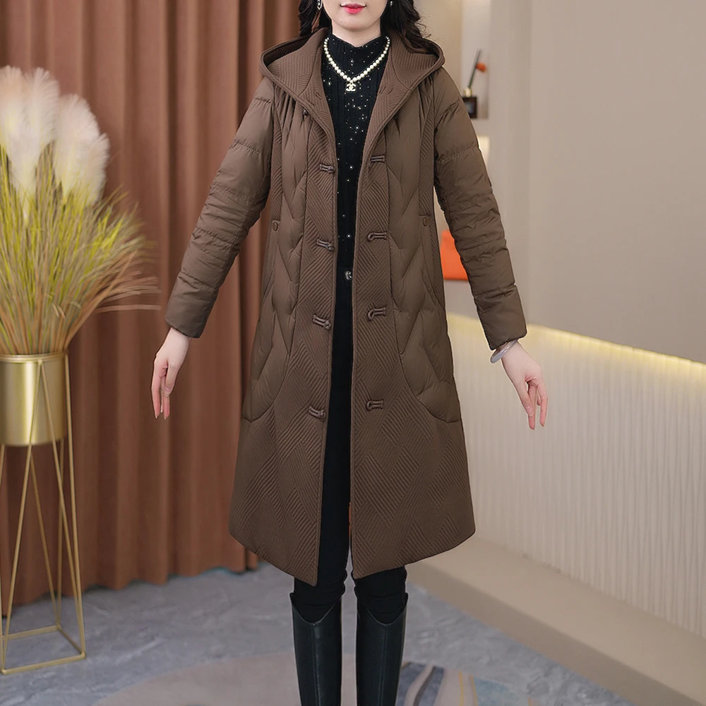 冬季新款减龄气质时尚百搭中长款羽绒服W-65-1
