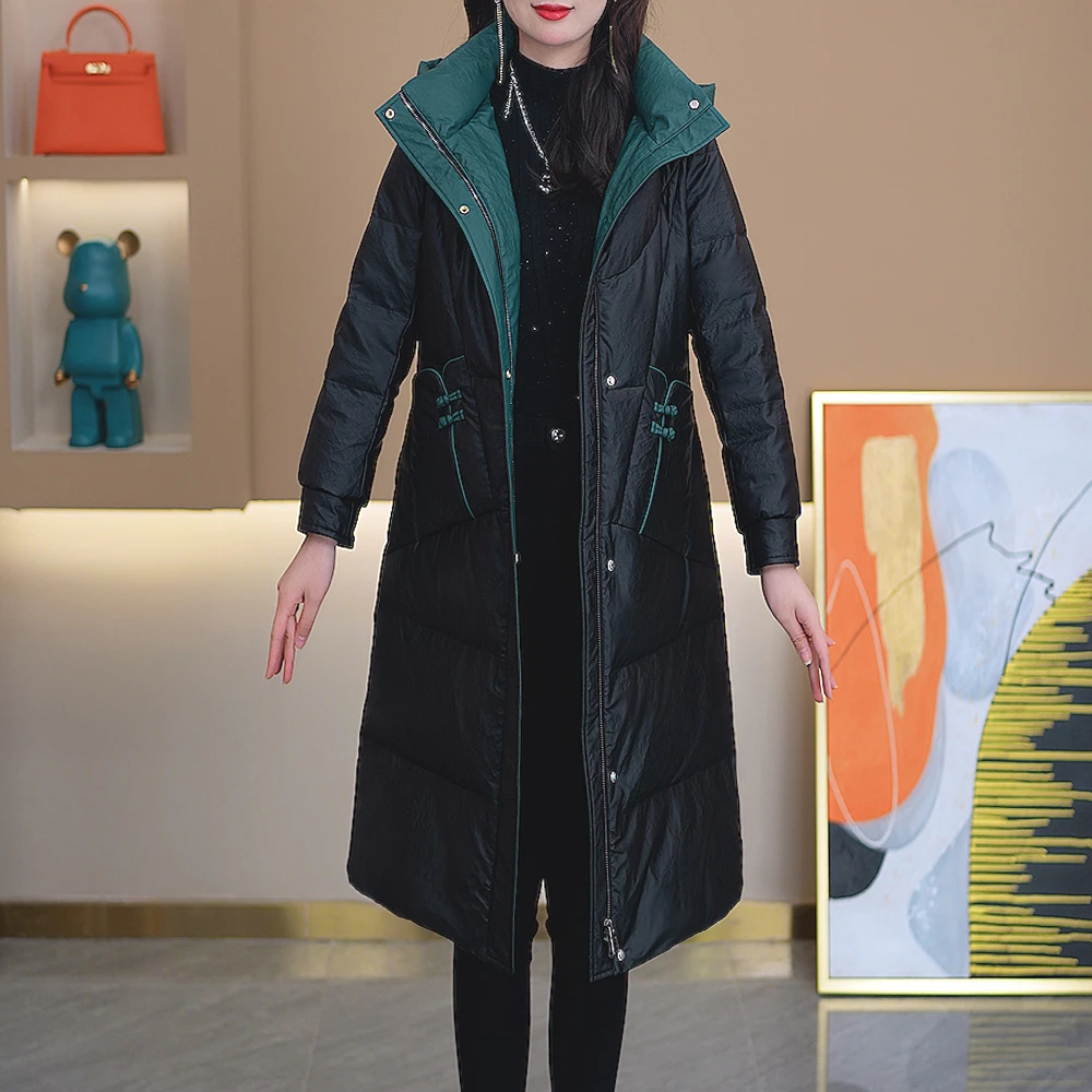 冬季新款减龄气质时尚百搭中长款羽绒服W-33