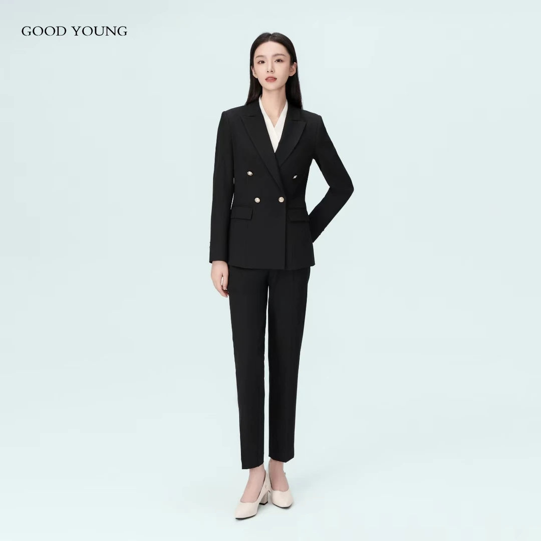 【高的雅】新款西装外套女高级感时尚气质双排扣西服套装正装工作服