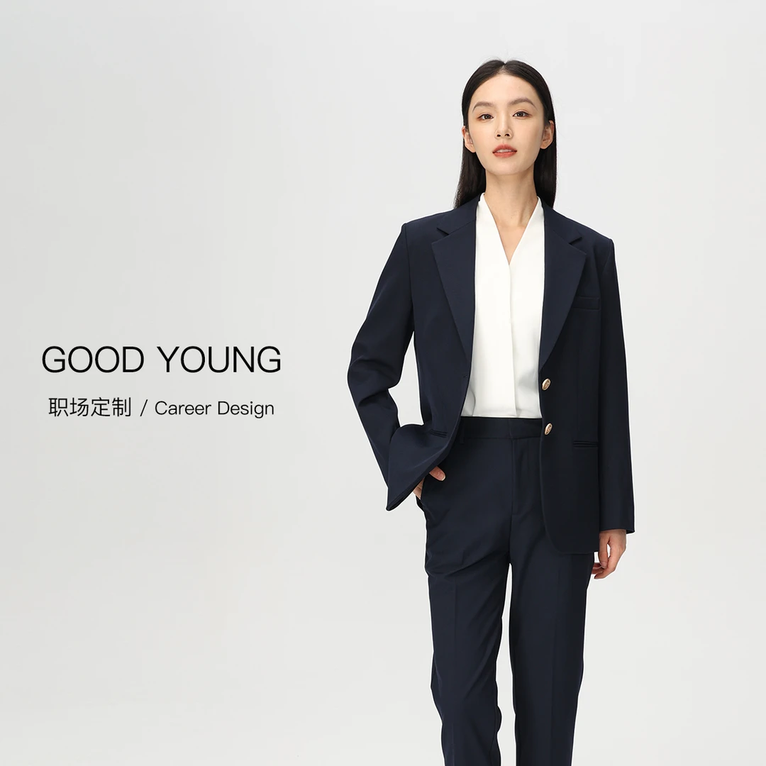 【高的雅】女西服单排两金扣套装两件套通勤套装正装西装套装正装女
