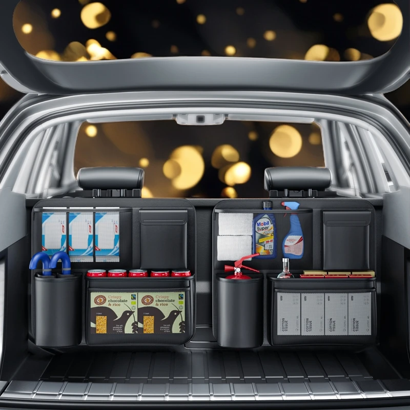 收纳尾箱整理置物网袋汽车后备箱储物挂袋两箱迈腾车载后排座椅背