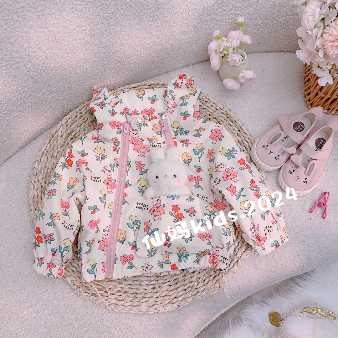 【057】2024年秋季新款女童甜美满印碎花小兔冲锋衣外套