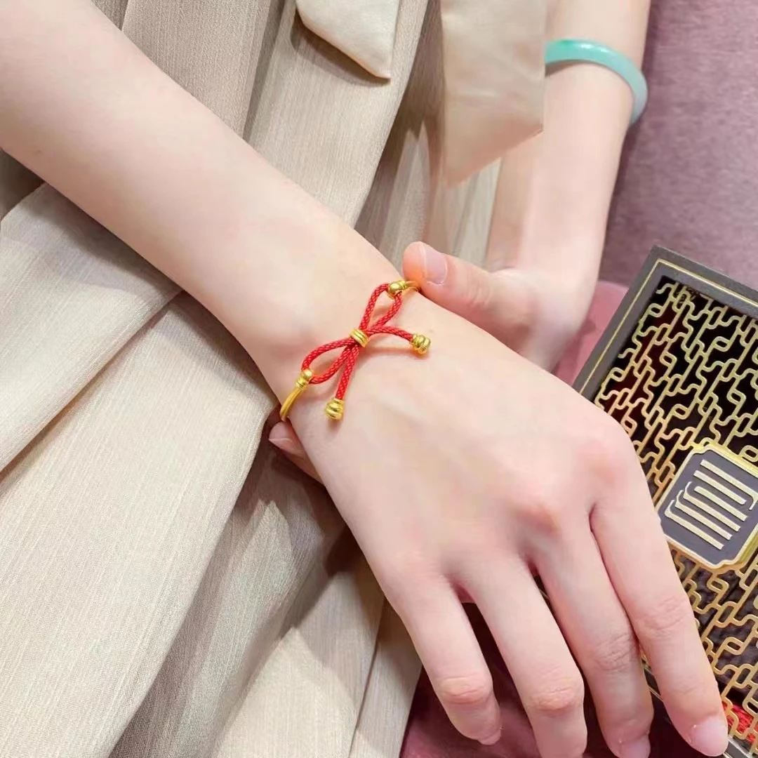 铜合金手链 新款 蝴蝶结手镯  系列本命年红绳编织手环