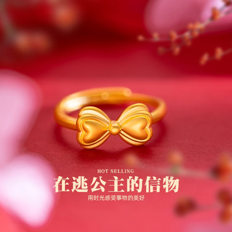 铜合金戒指 新款蝴蝶结活口戒指可爱甜美在逃公主蝴蝶结百搭指环