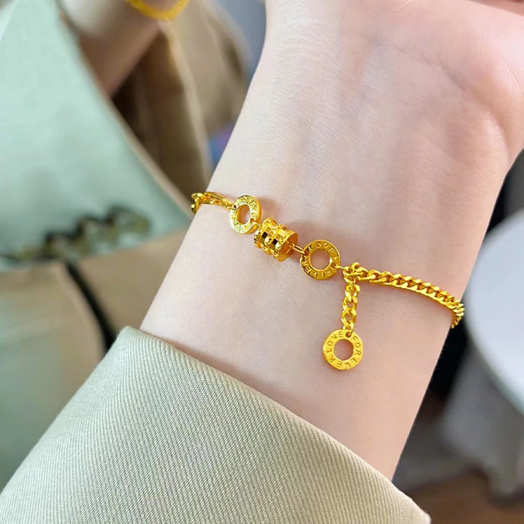 铜合金手链 新款AB双链小蛮腰流苏手链女路路通转运珠简约精致