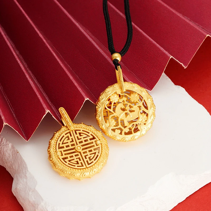 铜合金项链  开门见喜项链喜上眉梢个性创意饰品编织绳圆牌