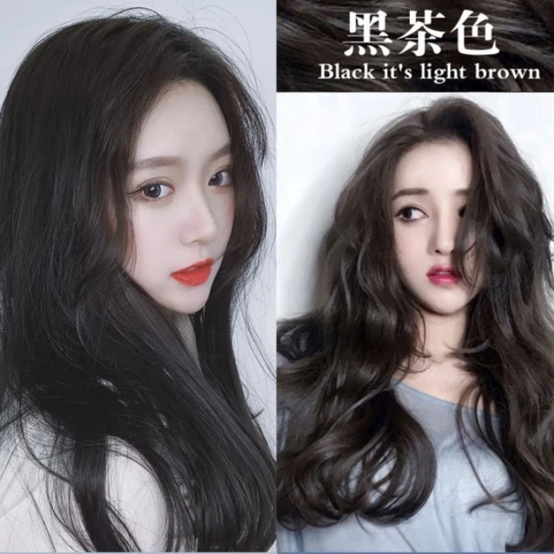 黑茶色染发膏剂自己在家女2023流行亚麻茶棕色蓝黑紫色植物遮白发