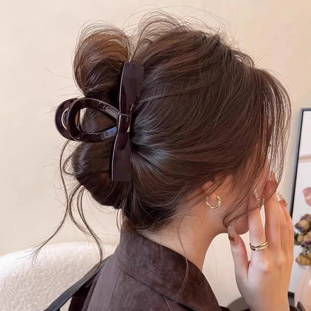 简约蝴蝶结抓夹大号发夹女2025新款盘发后脑勺秋冬高级感鲨鱼夹子
