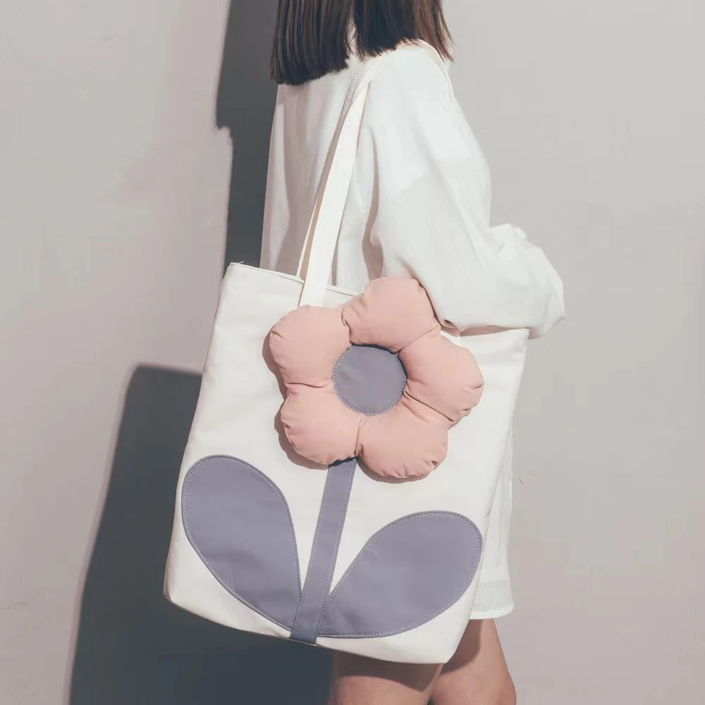 日系大容量学生帆布包少女儿童手提补习袋小学生补课包单肩斜跨包