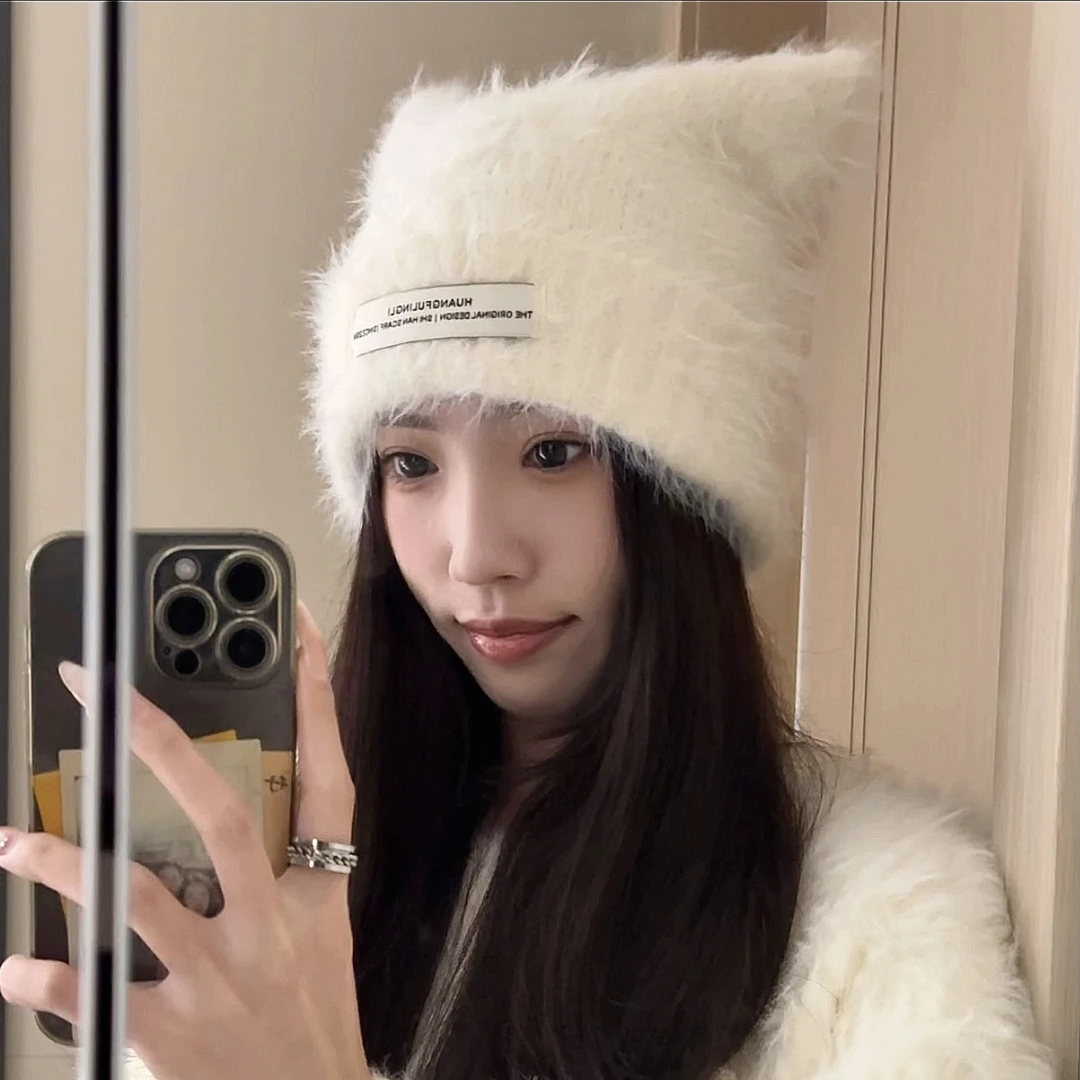 【章鱼梦】可爱圣诞红色毛线帽子女冬季大头围保暖护耳针织毛绒冷帽