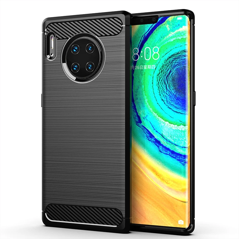 适用华为mate30epro碳纤维手机壳全包防摔磨砂防指纹手汗超薄散热