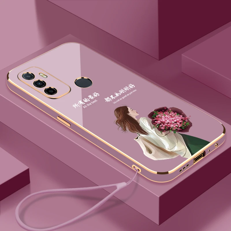 适用于OPPOA32手机壳刚刚好挂绳防摔电镀软硅胶超薄时尚镜头保护