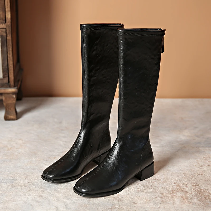 34-43码大码长筒靴女2024新款秋冬季马丁靴不过膝高筒骑士靴长靴