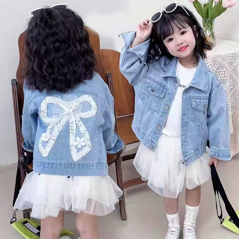 女童牛仔外套2024新款洋气春秋上衣女孩网红时尚春款中大童外套