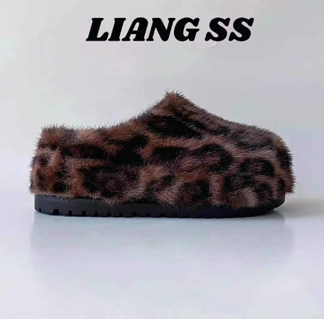 豹纹毛毛拖-一脚蹬新款百搭【孤品不补差价】-j-9901-B