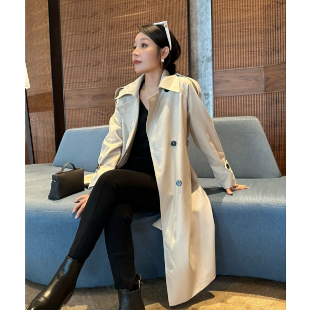 NILICO气场女王“法式系带长款风衣休闲英伦风显瘦气质时尚秋季
