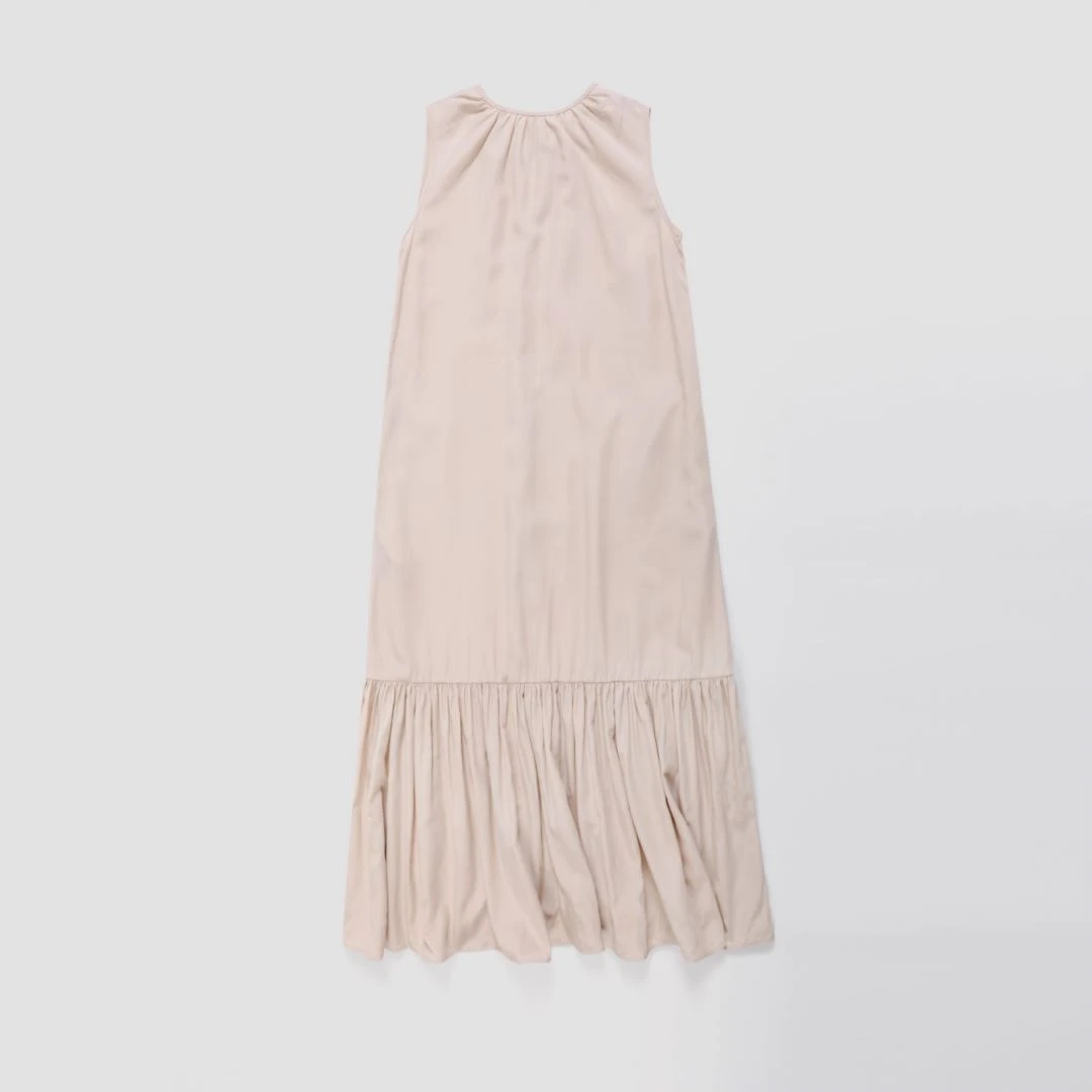 NILICO【在逃公主】莱赛尔亚麻褶皱鱼骨尾连衣裙薄荷曼波时尚女装