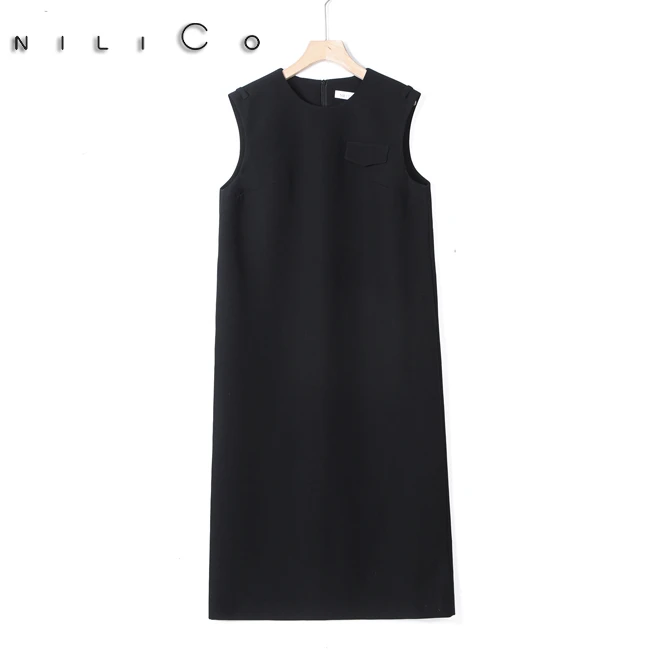 NILICO简奢赫本连衣裙无袖显瘦百搭时尚气质秋季宽松休闲轻奢设计