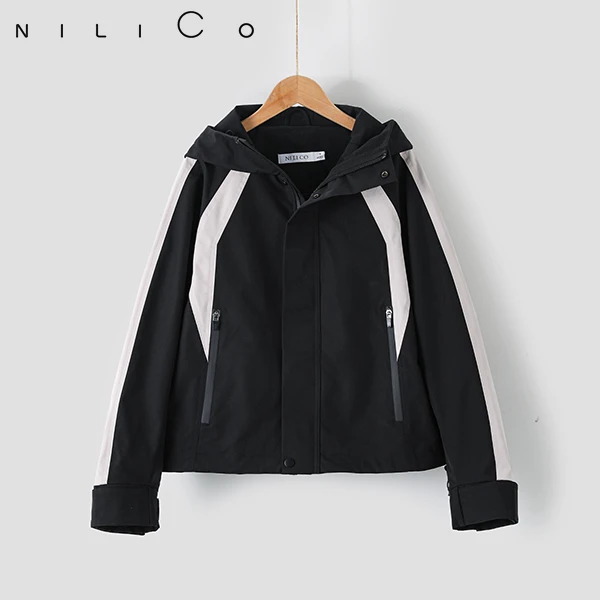 NILICO"气质王炸"拼色冲锋衣热力感高级防风户外休闲秋冬外套秋季