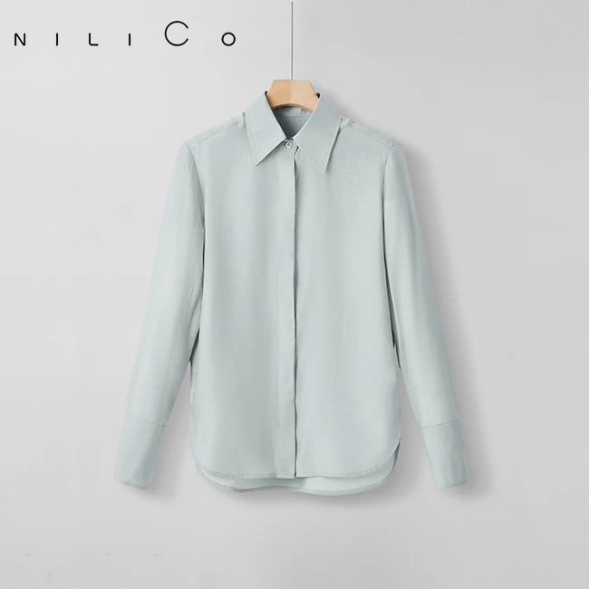 NILICO优雅相遇”必入高级感衬衫时尚百搭休闲轻奢舒适纯色衬衫