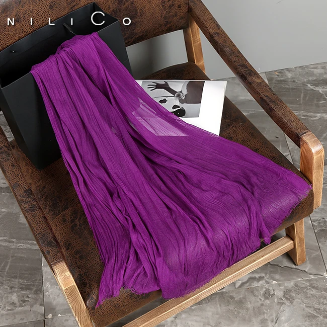 “国色天香”简约天丝百搭围巾长款披肩纯色柔软紫色气质舒适高档