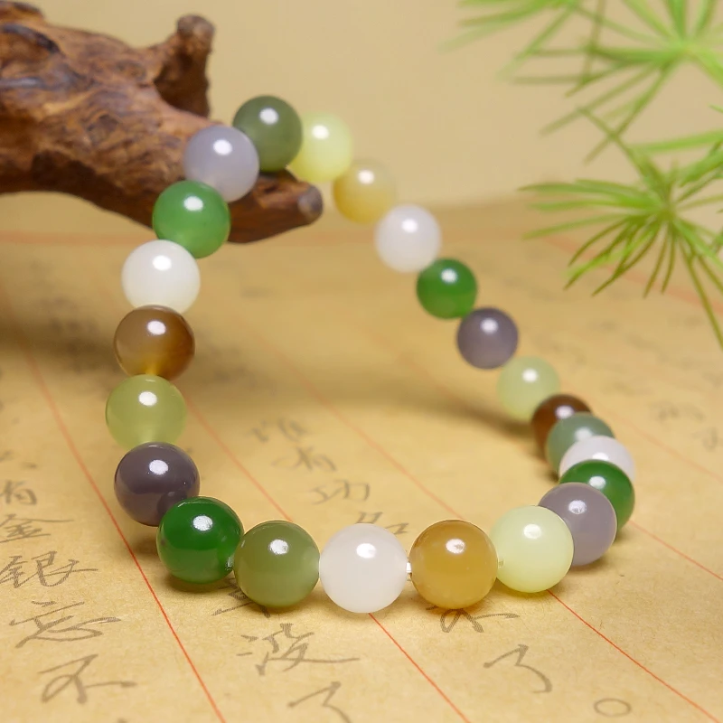 【沃锦珠宝】~精品~和田玉多宝手串 彩色百搭8MM玉手串 一物一拍