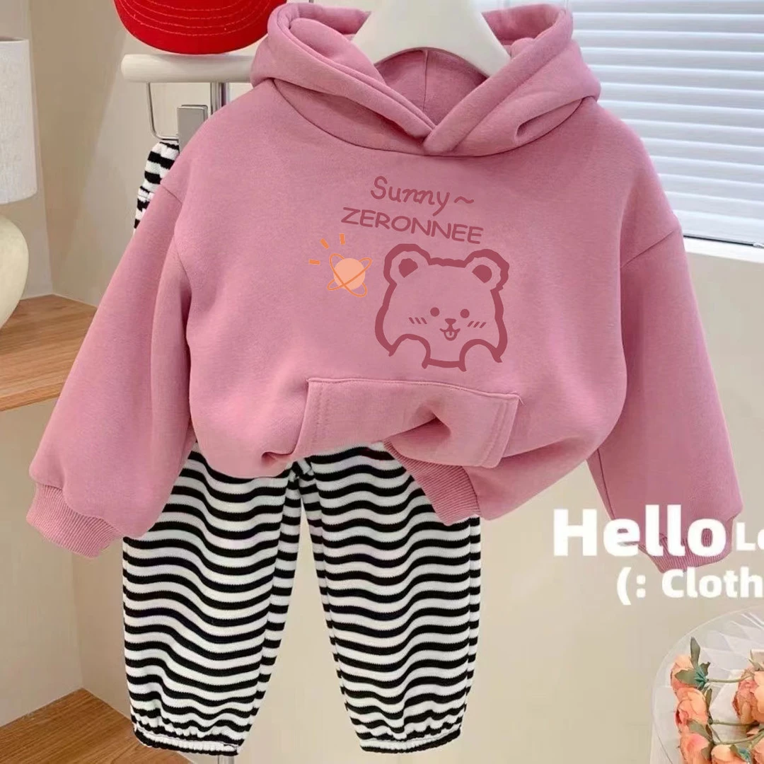 女童秋冬套装2023春装新款童装外套运动洋气小女孩儿童卫衣两件套