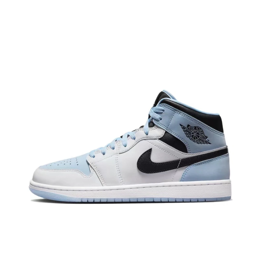 Nike/耐克Air Jordan 1 蓝白色 男子中帮缓震运动板鞋 DV1308-104