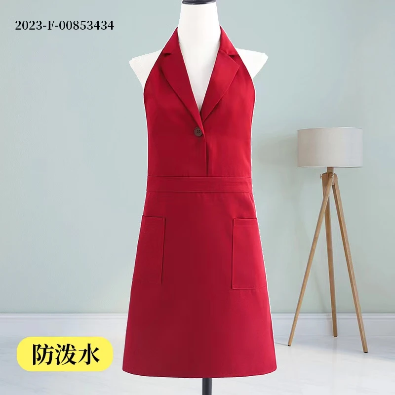 时尚洋气围裙工装空姐工作服酒店家用商用服务员防水防油厨师薄款