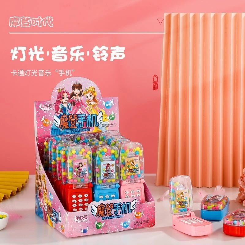 公主卡通音乐手机翻盖灯光电话机糖仿真网红玩具宝宝男孩女孩