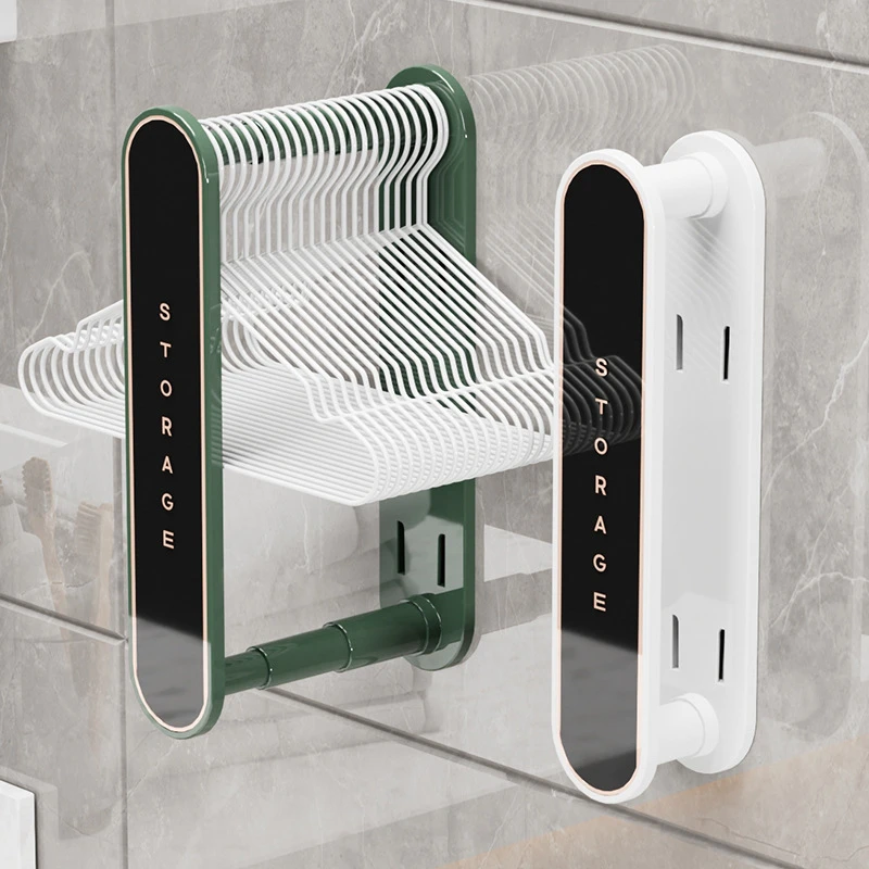 衣架收纳神器可伸缩免打孔家用阳台壁挂晾衣撑整理架多功能收纳架