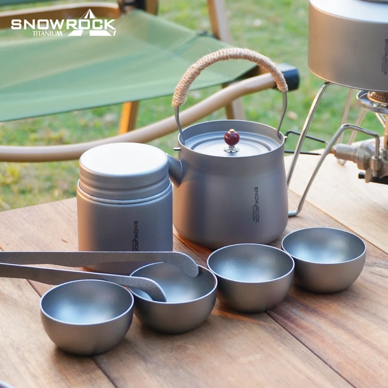 户外便携纯钛喷砂280ml提梁壶茶具套装(单壶/套装可选)