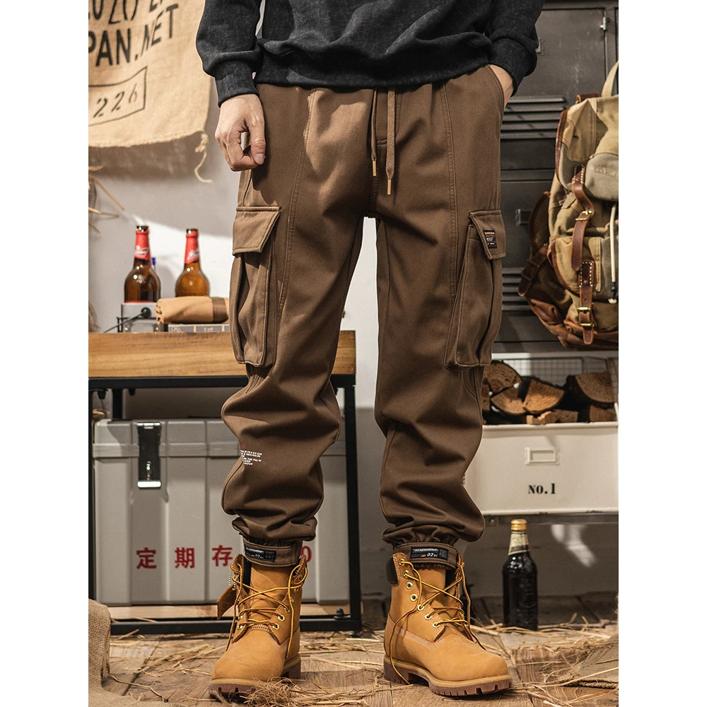 春秋重磅伞兵裤多袋纯棉工装裤男士宽松休闲裤日系复古潮牌束脚裤
