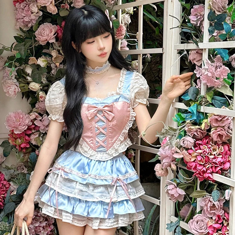 【新品 尤莱特穿搭】御茶家 夏日冰莓 甜美纯欲蛋糕裙