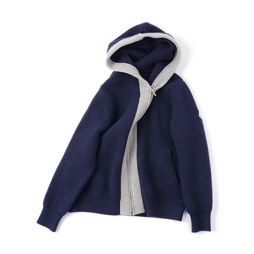 【百搭针织连帽外套】LG24WT894休闲宽松秋冬简约纯色百搭外套