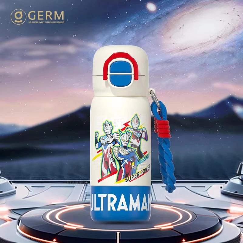 GERM500ML奥特曼儿童24h保温杯蓝色1杯3饮0-15岁上学用学生直饮保温杯