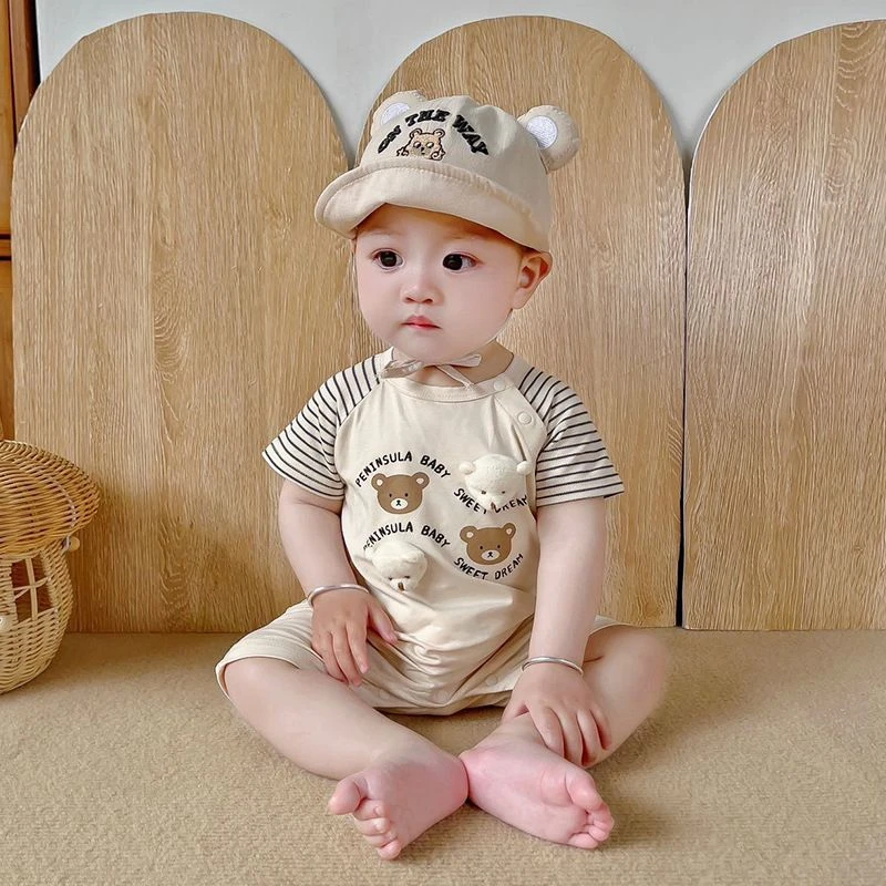 包屁衣夏新生儿衣服a类婴儿连体衣立体小熊宝宝衣服短袖婴儿服装
