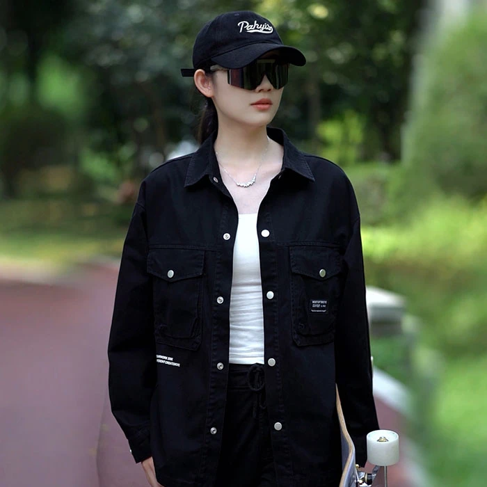 美式工装衬衫式夹克外套2024春秋新款宽松日系复古长袖衬衣9203