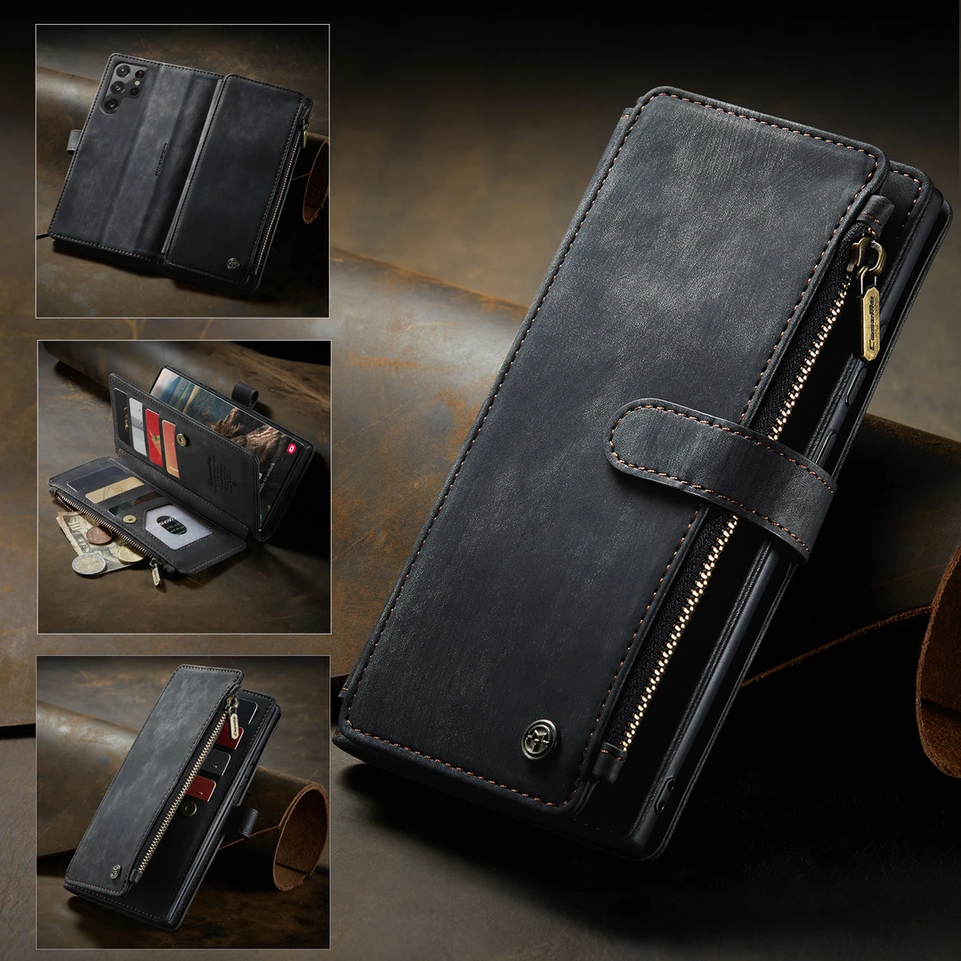 适用新款三星S22手机壳A22手机皮套S21FE复古插卡钱包皮套Note20