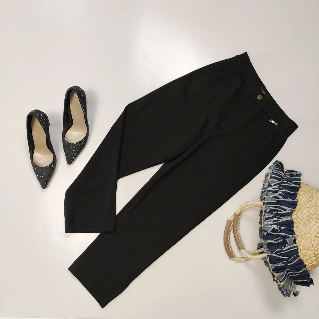 【澜墨儿】方华休闲裤百搭黑色简约女士舒适时尚开叉设计师【