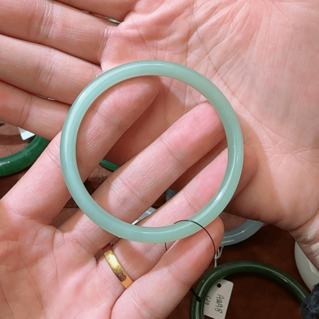 【闪购商品】和田玉（碧玉）手镯未镶嵌53粉青