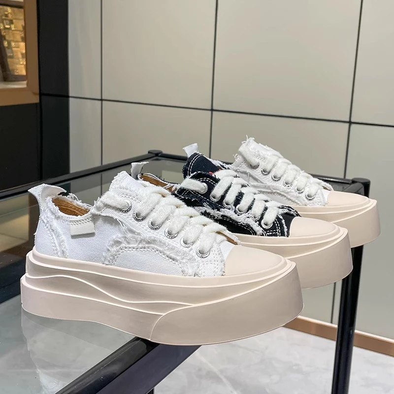 2023春夏百搭乞丐鞋女松糕厚底鞋休闲板鞋增高帆布鞋潮小众设计款