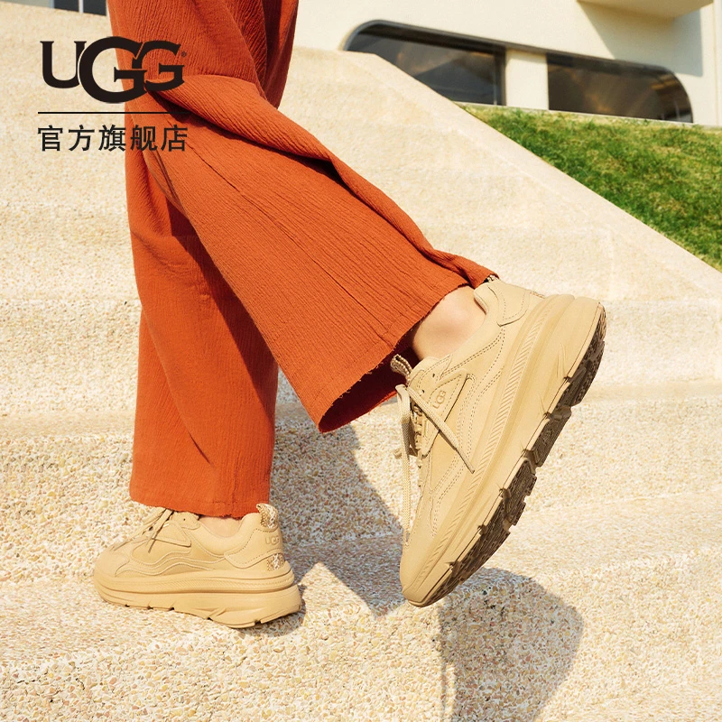 UGG春季男女同款舒适纯色系带厚底老爹鞋时尚休闲鞋 1136845