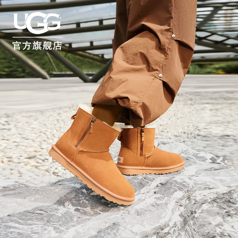 UGG冬季女士经典靴休闲舒适双拉链款迷你短筒雪地靴1118853