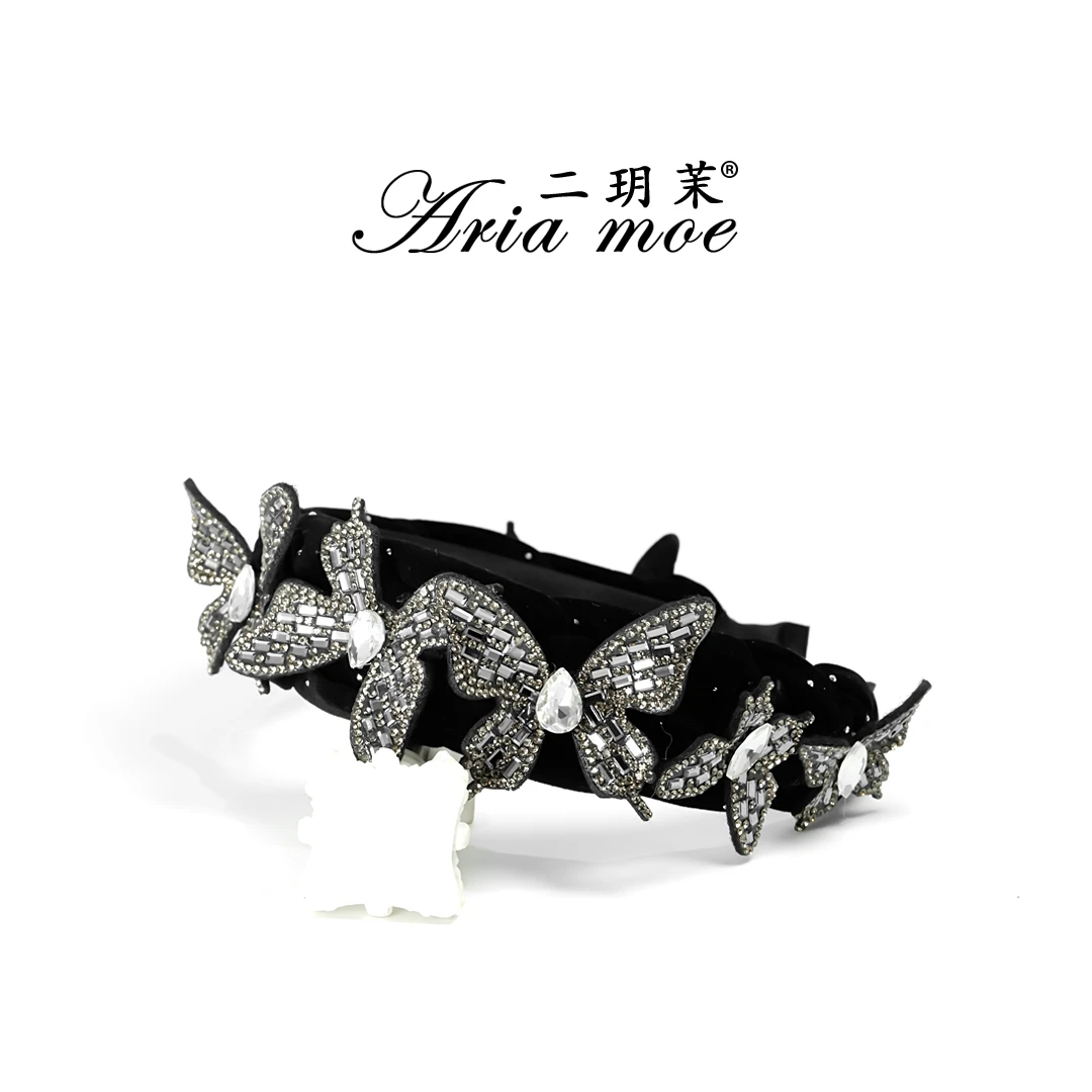 【星光蝴蝶】秋冬原创新款小众增高颅顶发箍丝绒百搭超闪蝴蝶头箍