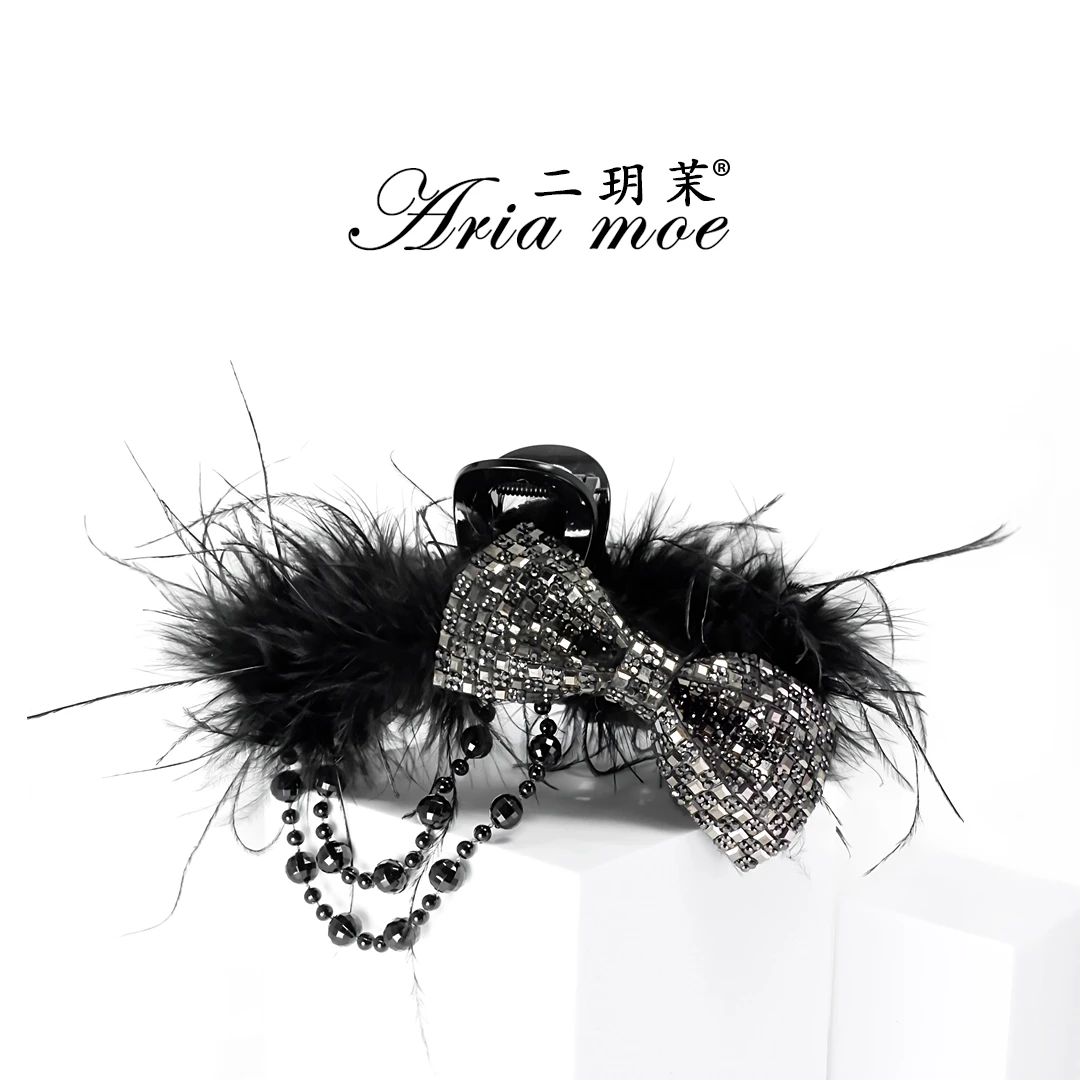 【云舒】在逃公主增高颅顶高级感鲨鱼抓夹羽毛蝴蝶结流苏大号鲨鱼夹