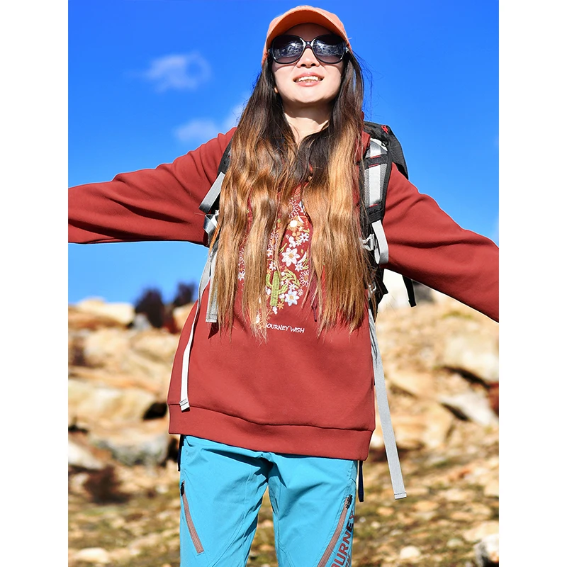 北京森林户外2023新品重磅原创刺绣连帽长袖显瘦百搭运动卫衣女式