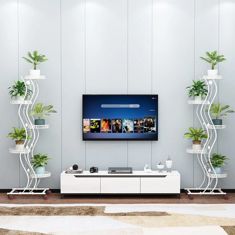 【哆哆】步步高升五层花架铁艺多层可推拉带轮省调节间绿萝吊兰花架