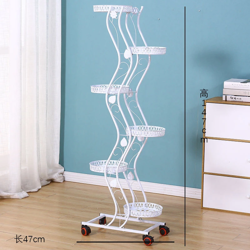 【暖暖】6盆步步高升六层铁艺多层可推拉带轮省间绿萝吊兰花架加厚